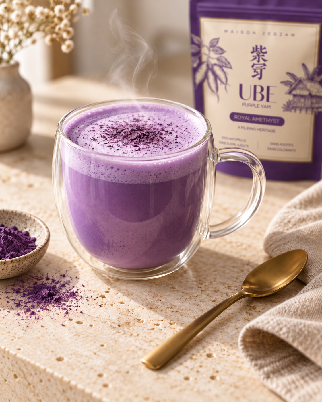 Ube Latte chaud : recette crémeuse au vrai ube philippin